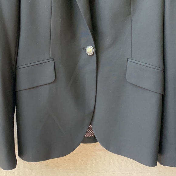 Zara Black Blazer Feminine Ruched Shoulder One Button - Picture 6 of 7